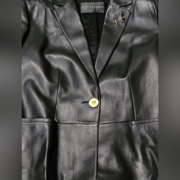 Flash sale⚡️Versace Safety pin-embelisshed Leather Blazer - Picture 5 of 13